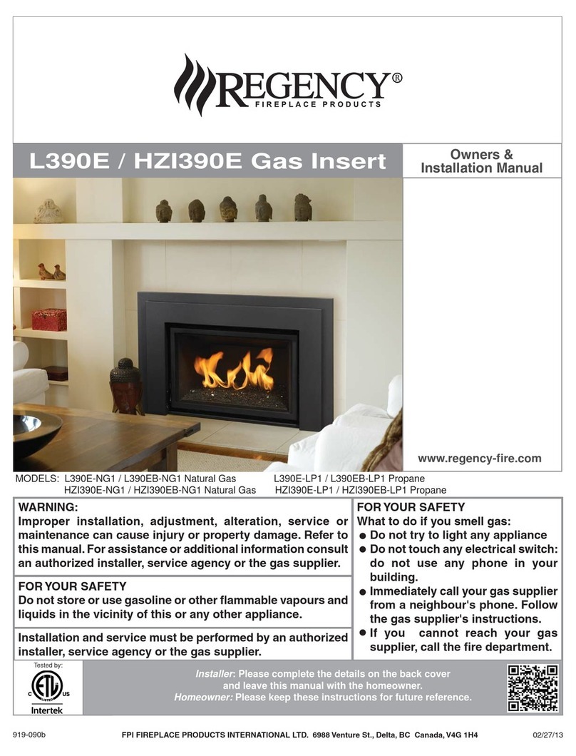 Regency L390E-NG1 Owners & installation manual Regency L390E-NG1 Owners & installation manual