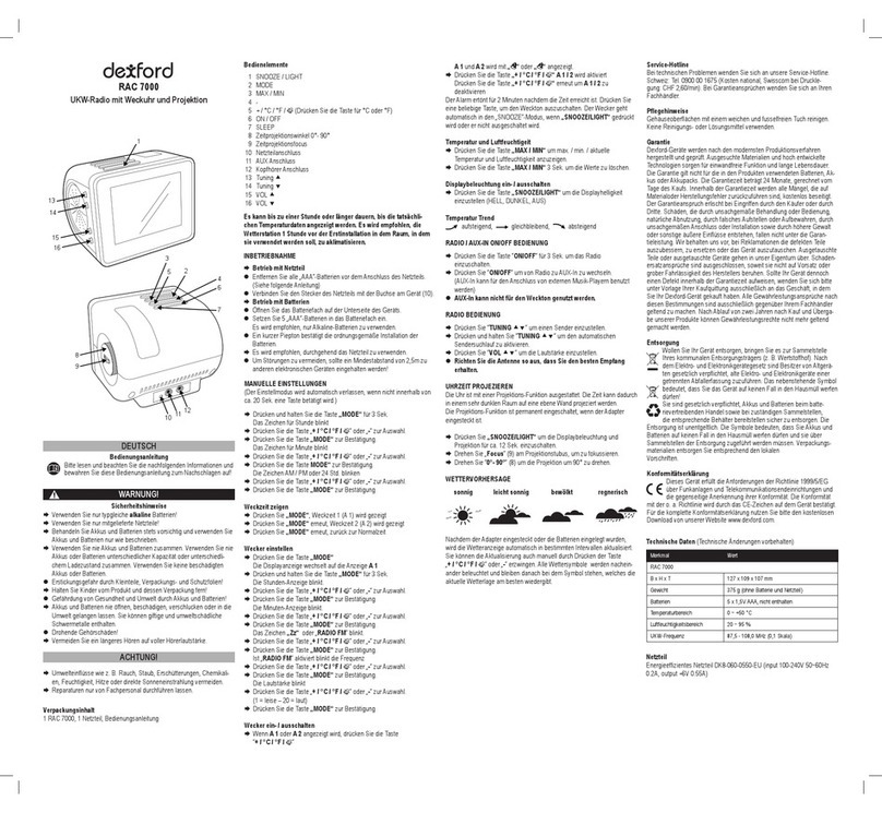 Dexford RAC 7000 operating instructions