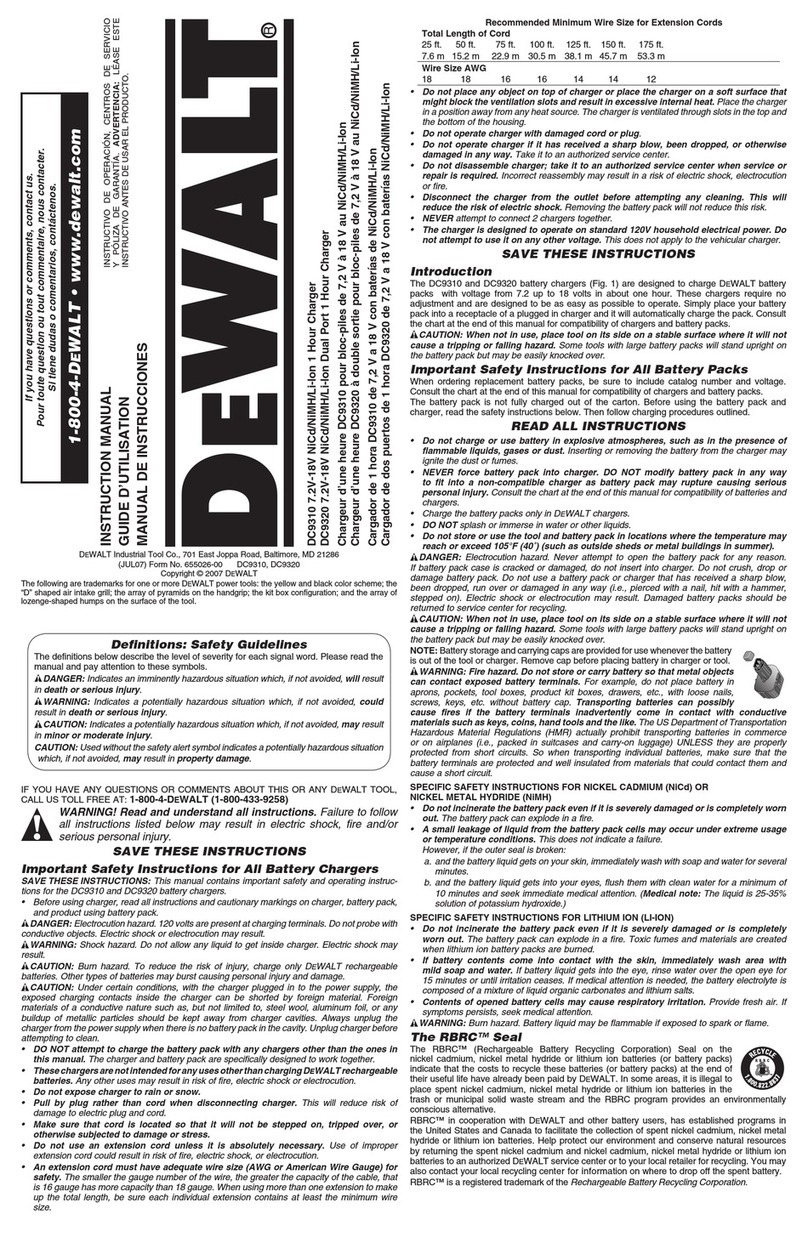 DeWalt dc9310 User manual