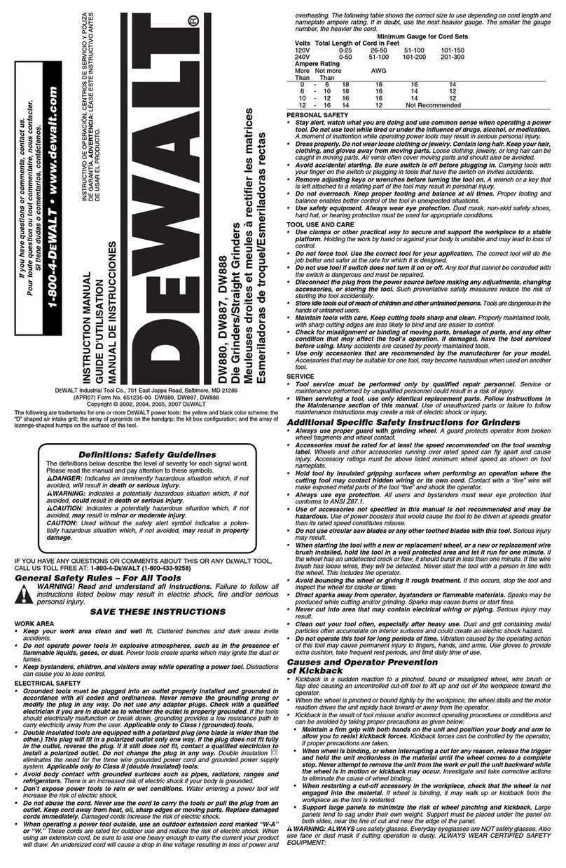 DeWalt DW887 User manual