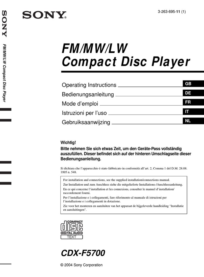 Sony CDX-F5700 - Fm/am Compact Disc Player User manual Sony CDX-F5700 - Fm/am Compact Disc Player User manual