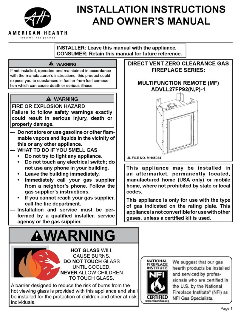 American Hearth ADVLL27FP92-1 Installation instructions and owner's manual American Hearth ADVLL27FP92-1 Installation instructions and owner's manual