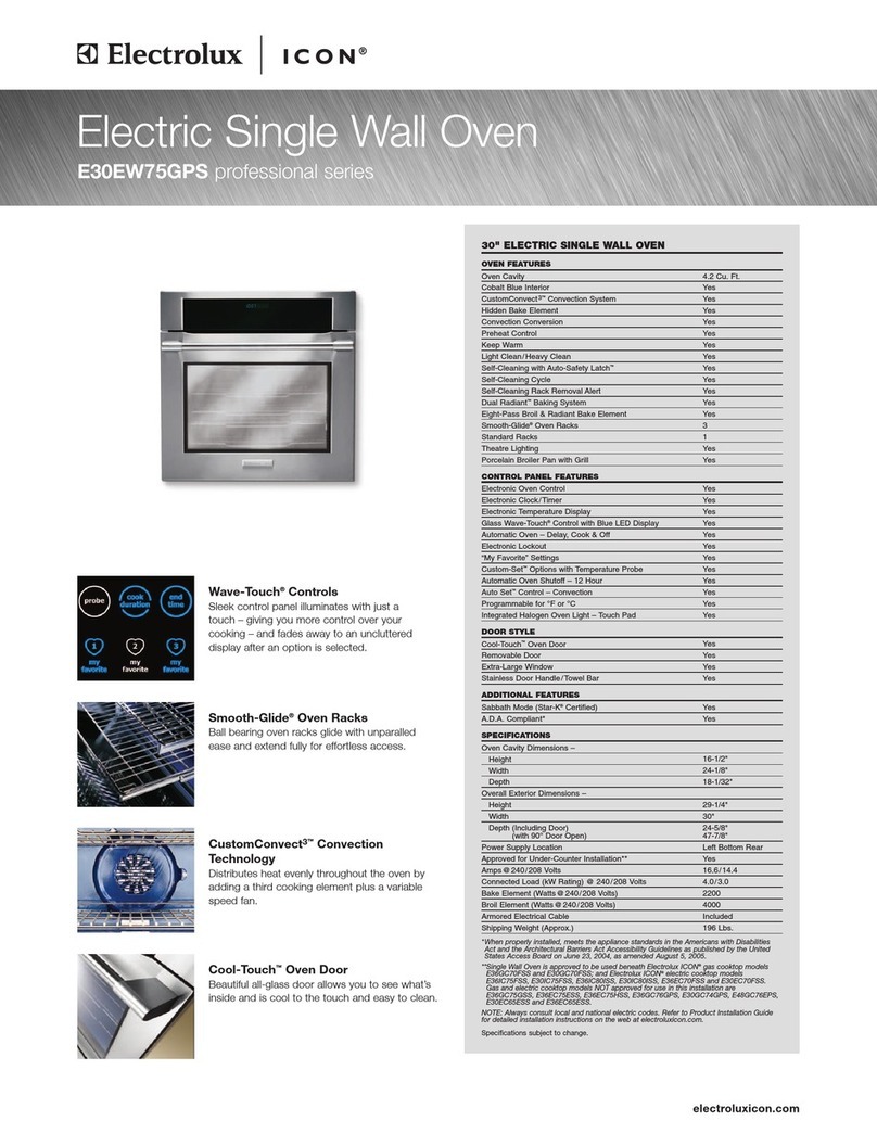 Electrolux E30EW75GPS - Icon 30" Professional Series Single Electric Wall... Instruction sheet