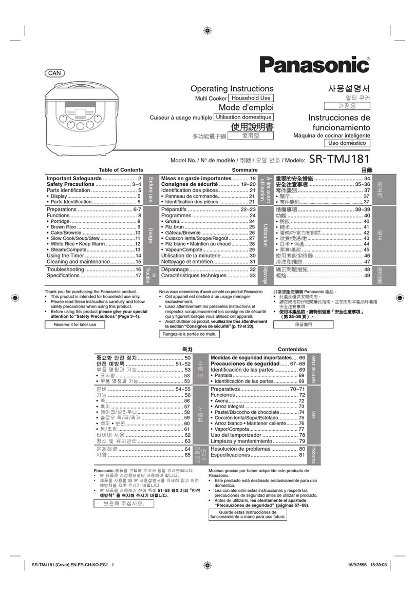 Panasonic SR-TMJ181 operating instructions