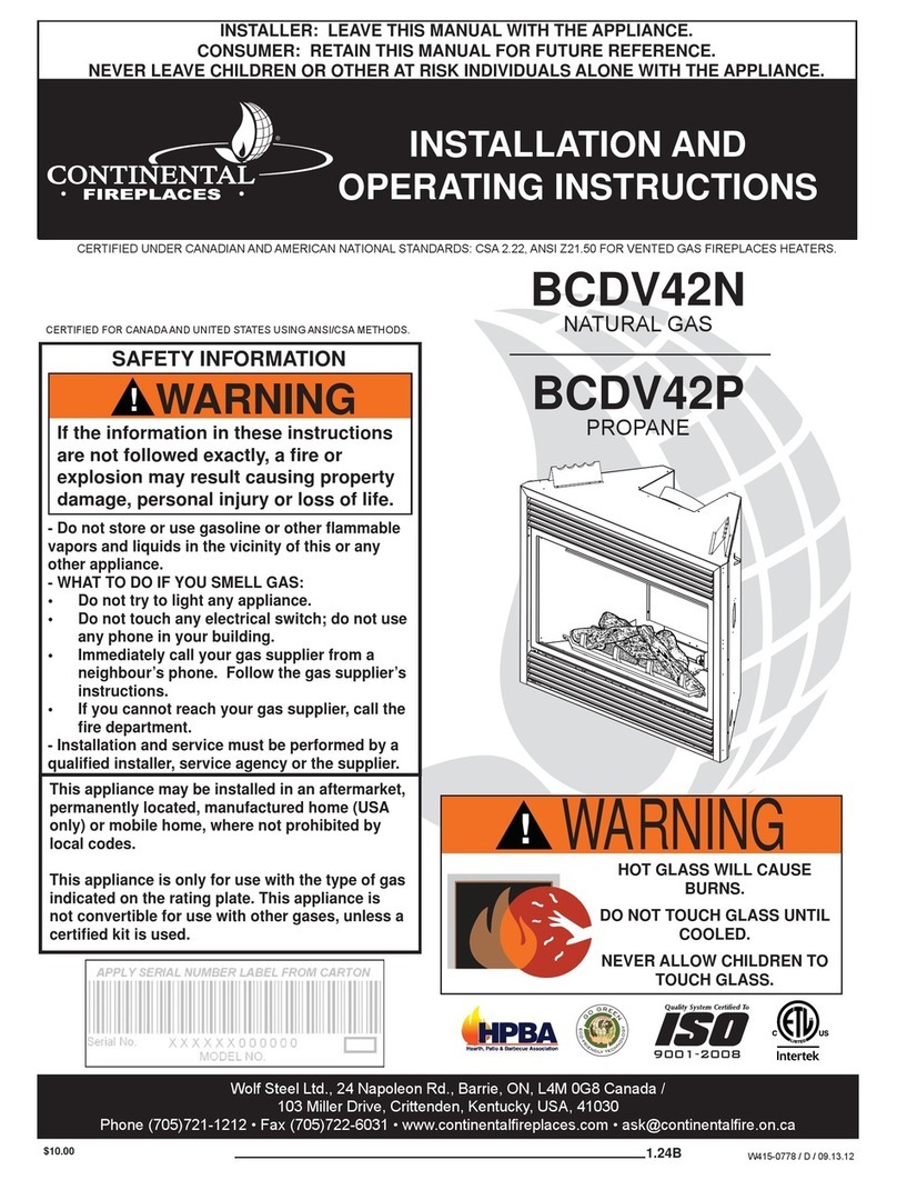 Continental Fireplaces BCDV42N User manual