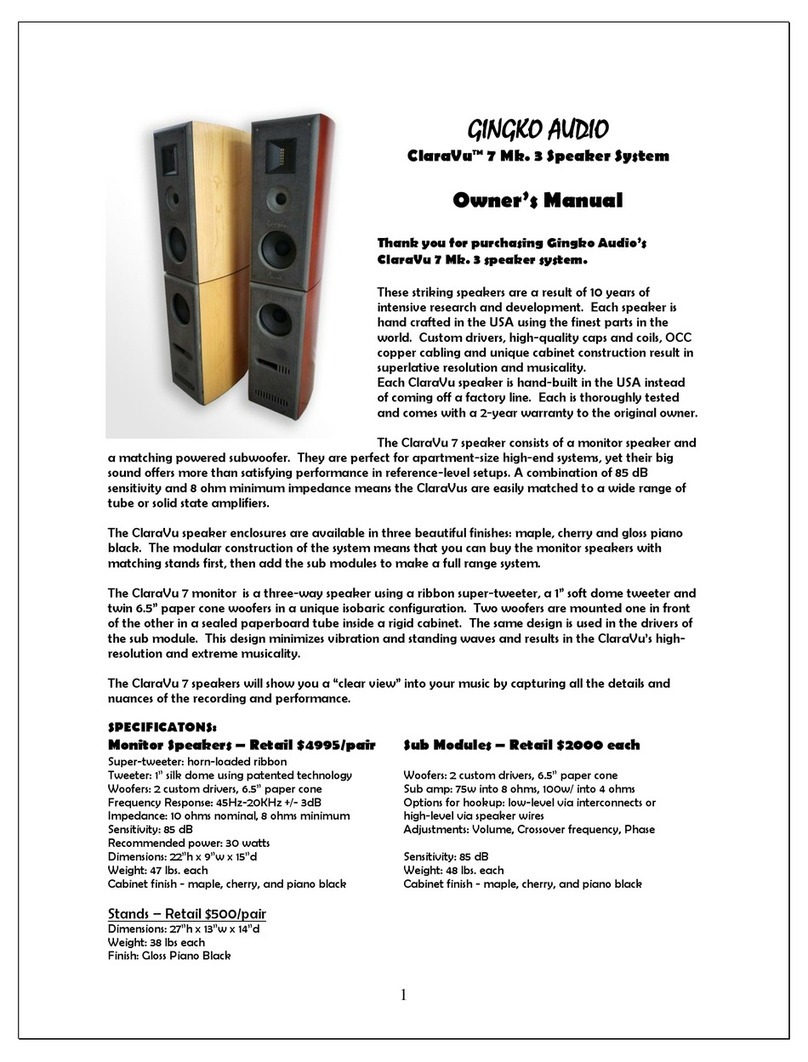 Gingko Audio claravu 7 mk. 3 owner's manual