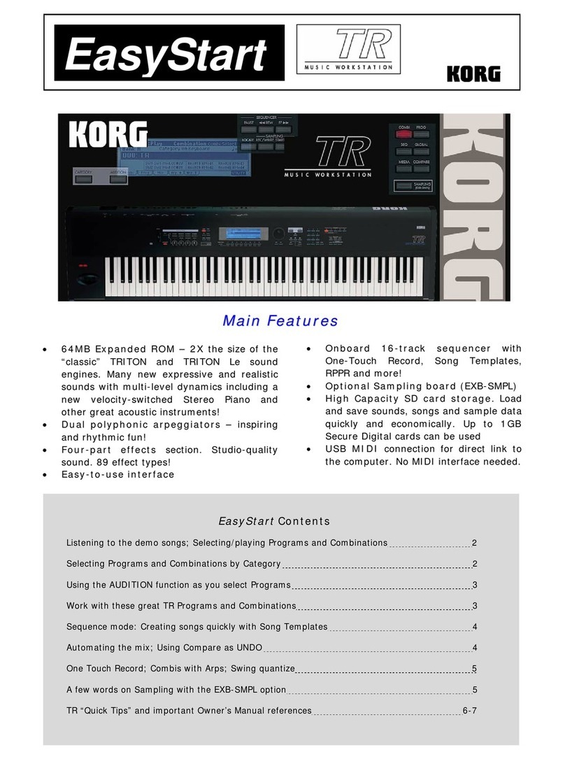 Korg TR Product information sheet Korg TR Product information sheet