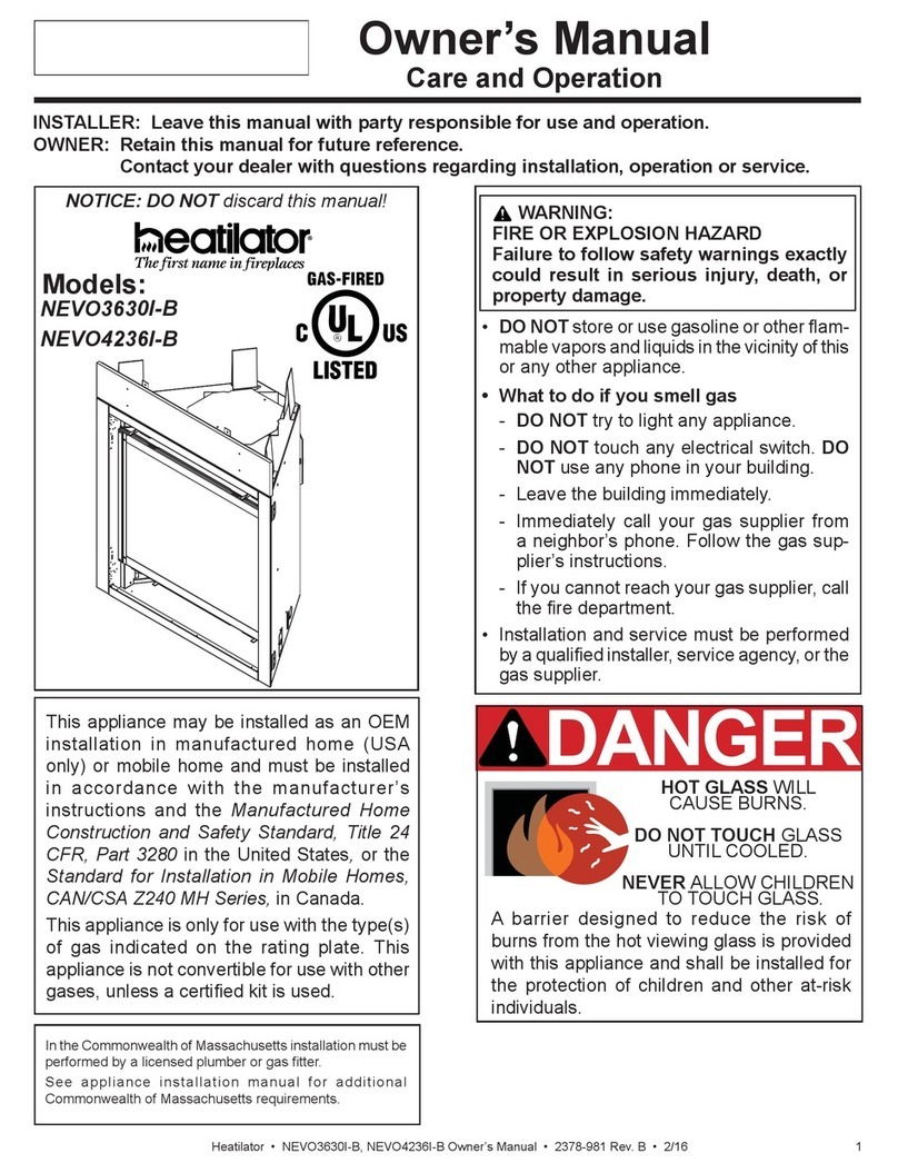 Heatilator NEVO3630I-B owner's manual