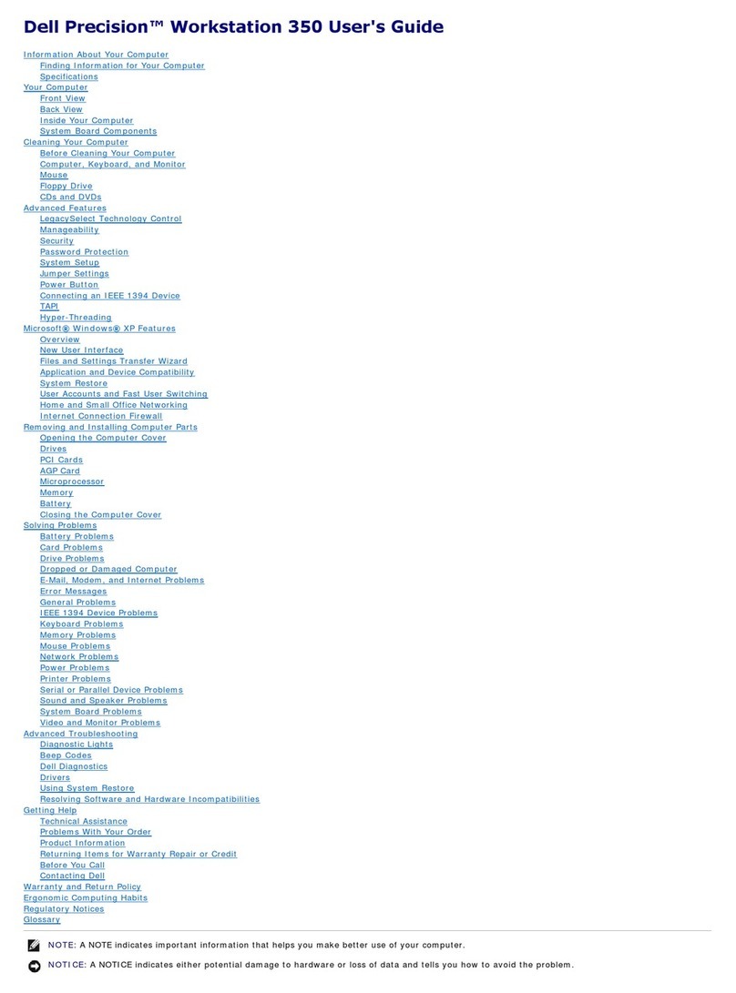 Dell Precision Workstation 350 User manual