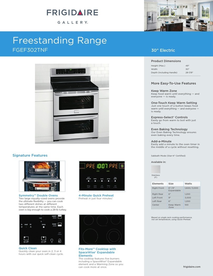 Frigidaire FGEF302TNF Instruction sheet