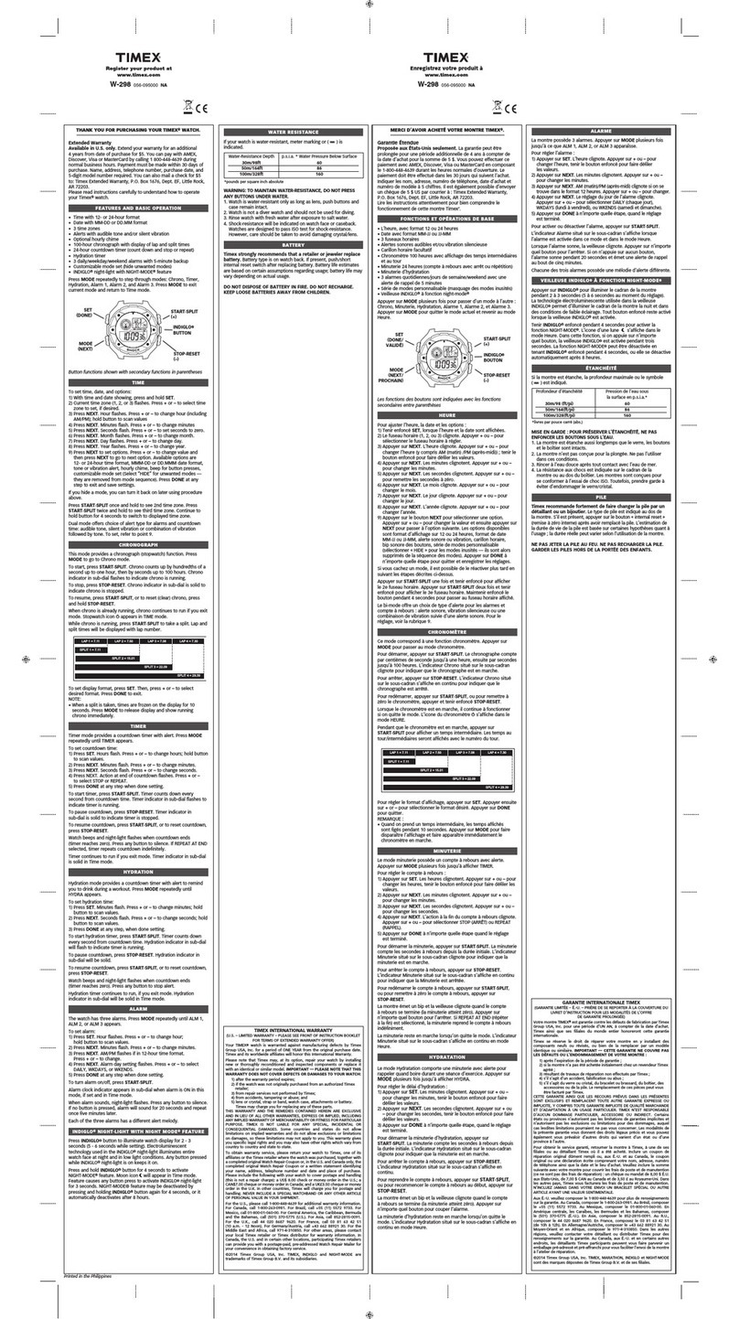 Timex W-298 user guide