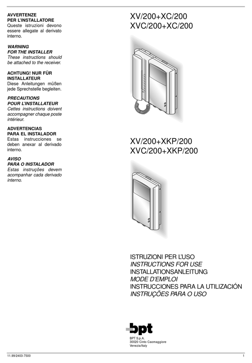 Bpt XV/200+XKP/200 Instructions for use