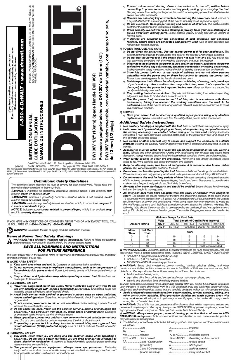 DeWalt DW130V instruction manual