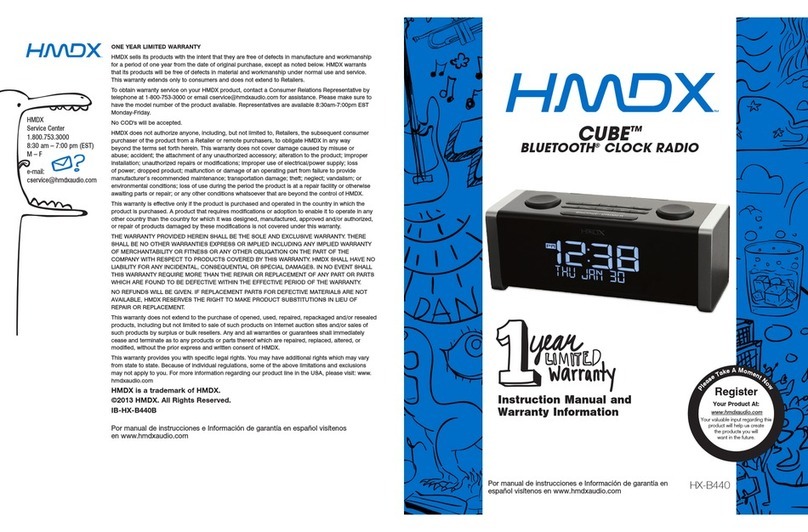 HMDX Cube HX-B440 Instruction manual and warranty information HMDX Cube HX-B440 Instruction manual and warranty information
