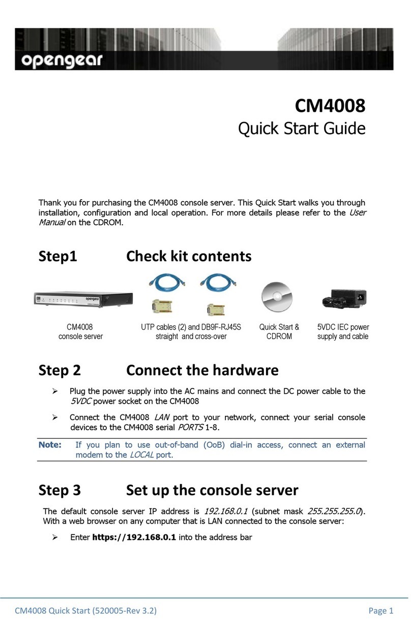 Opengear cm4008 quick start guide
