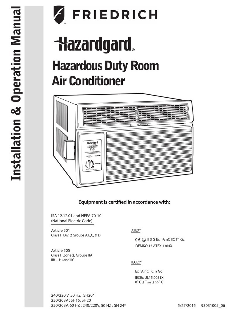 Friedrich Hazardgard SH20N50AT Installation & operation manual Friedrich Hazardgard SH20N50AT Installation & operation manual