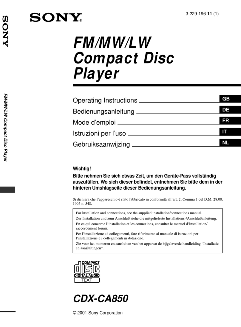 Sony CDX-CA850 Operating	 instruction