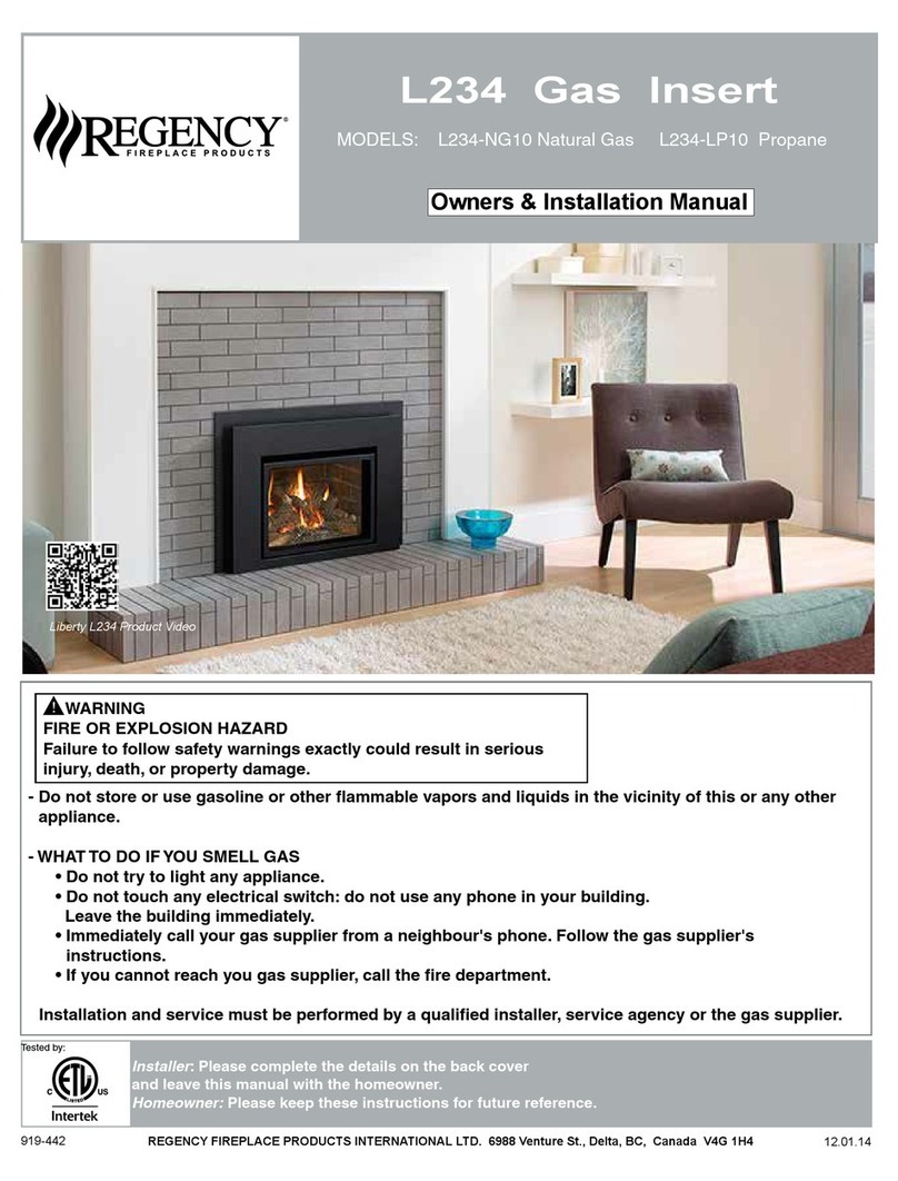 Regency L234-NG10 Owners & installation manual
