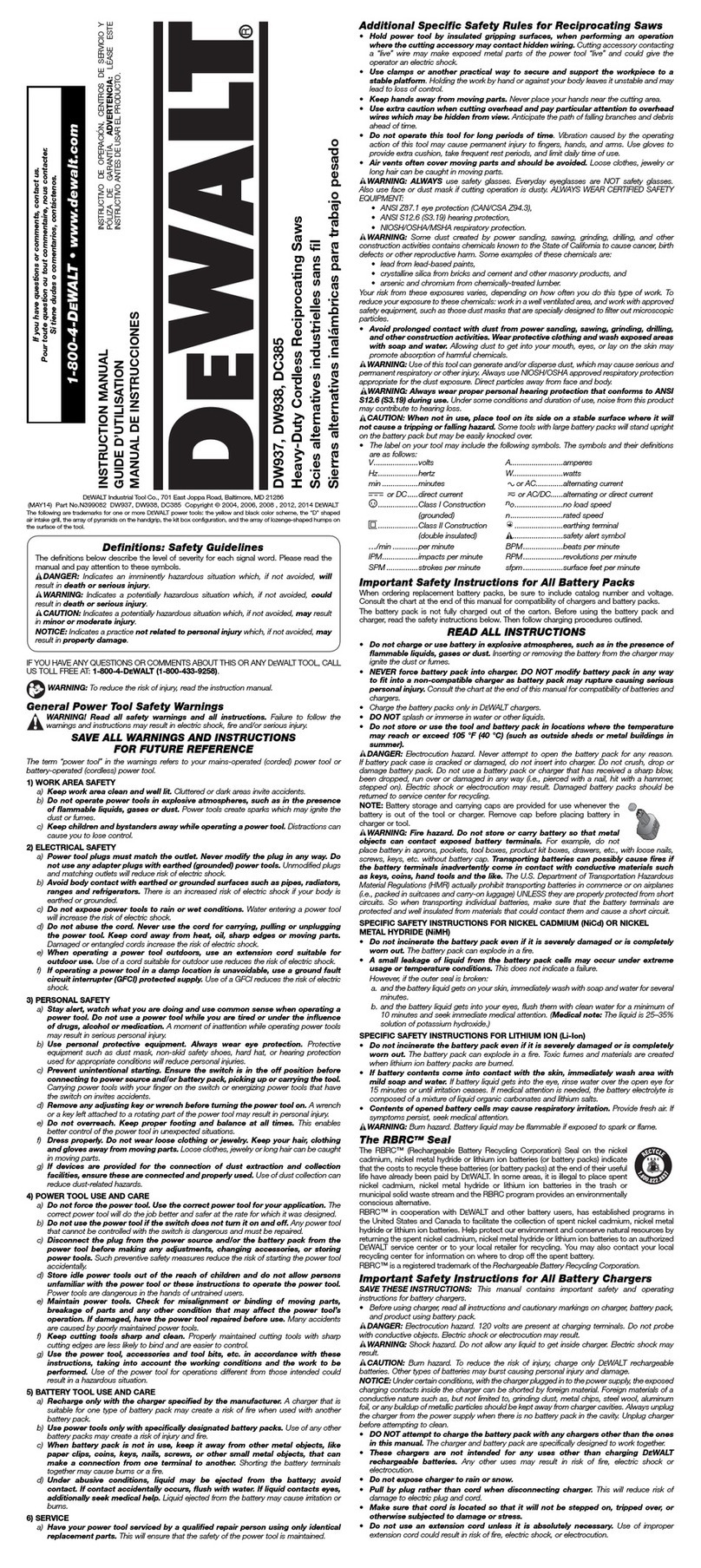 DeWalt DW937 instruction manual