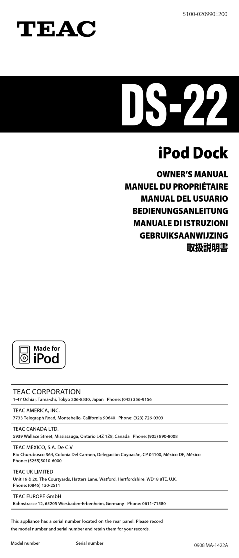 Teac DS-22 User manual