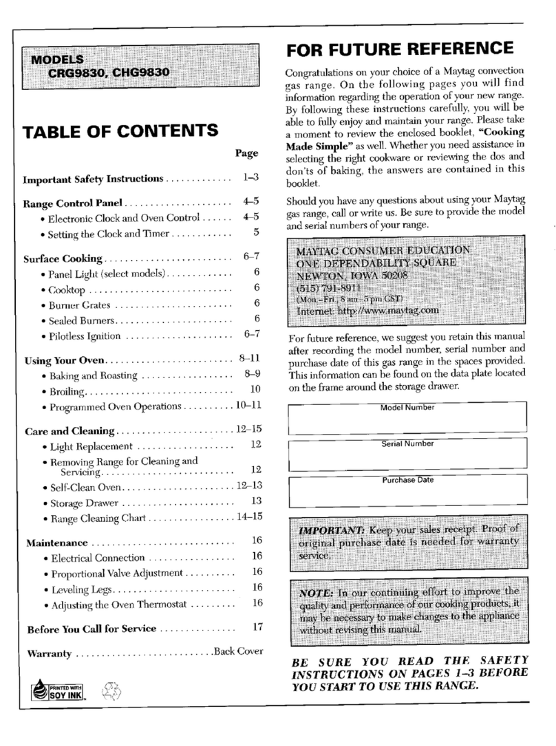 Maytag CRG9830 Operating instructions