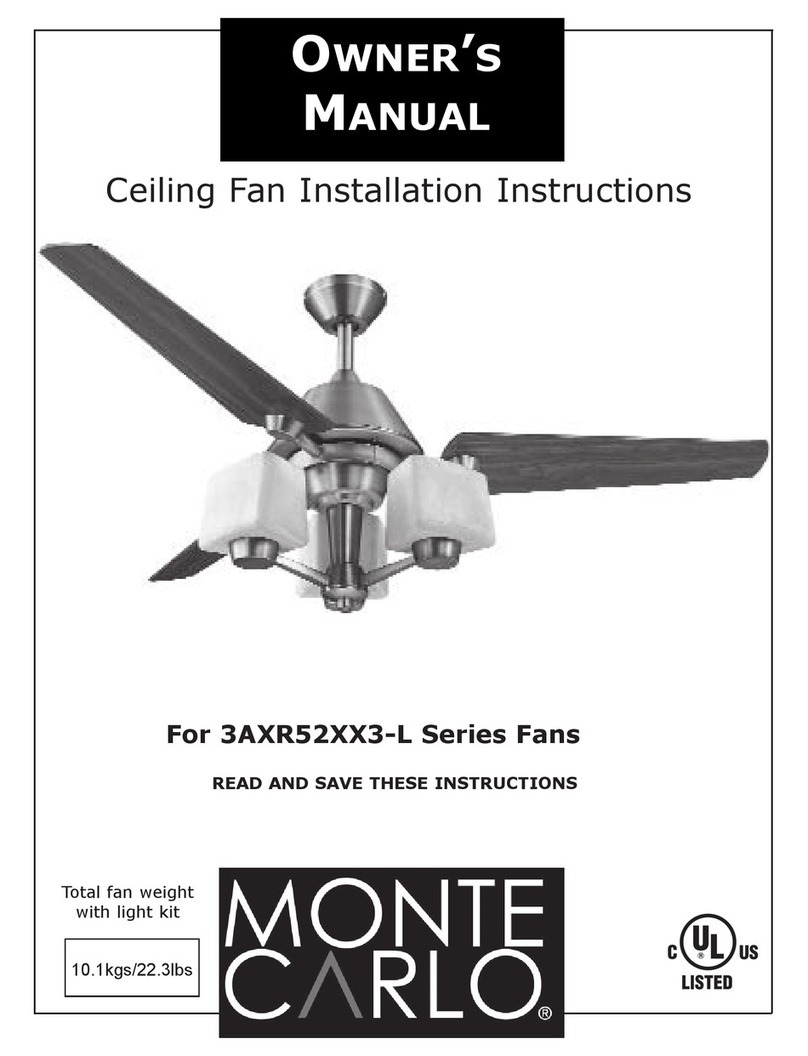Monte Carlo Fan Company 3AXR52XX3-L Series owner's manual