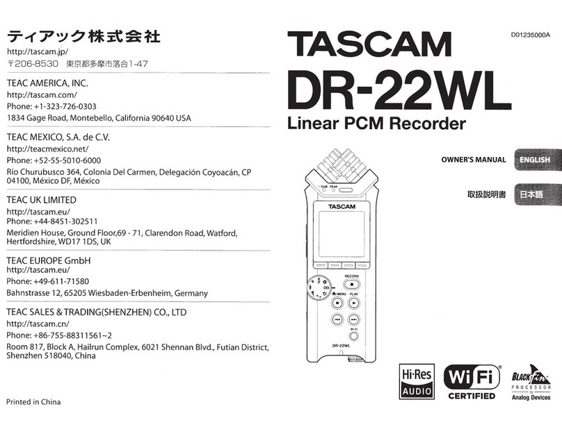 Tascam DR-22WL User manual
