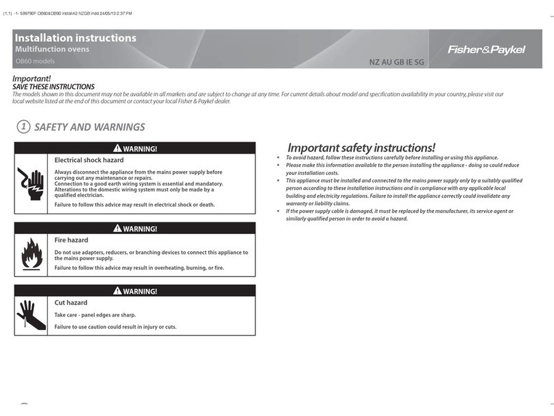 Fisher & Paykel OB60Series User manual Fisher & Paykel OB60Series User manual