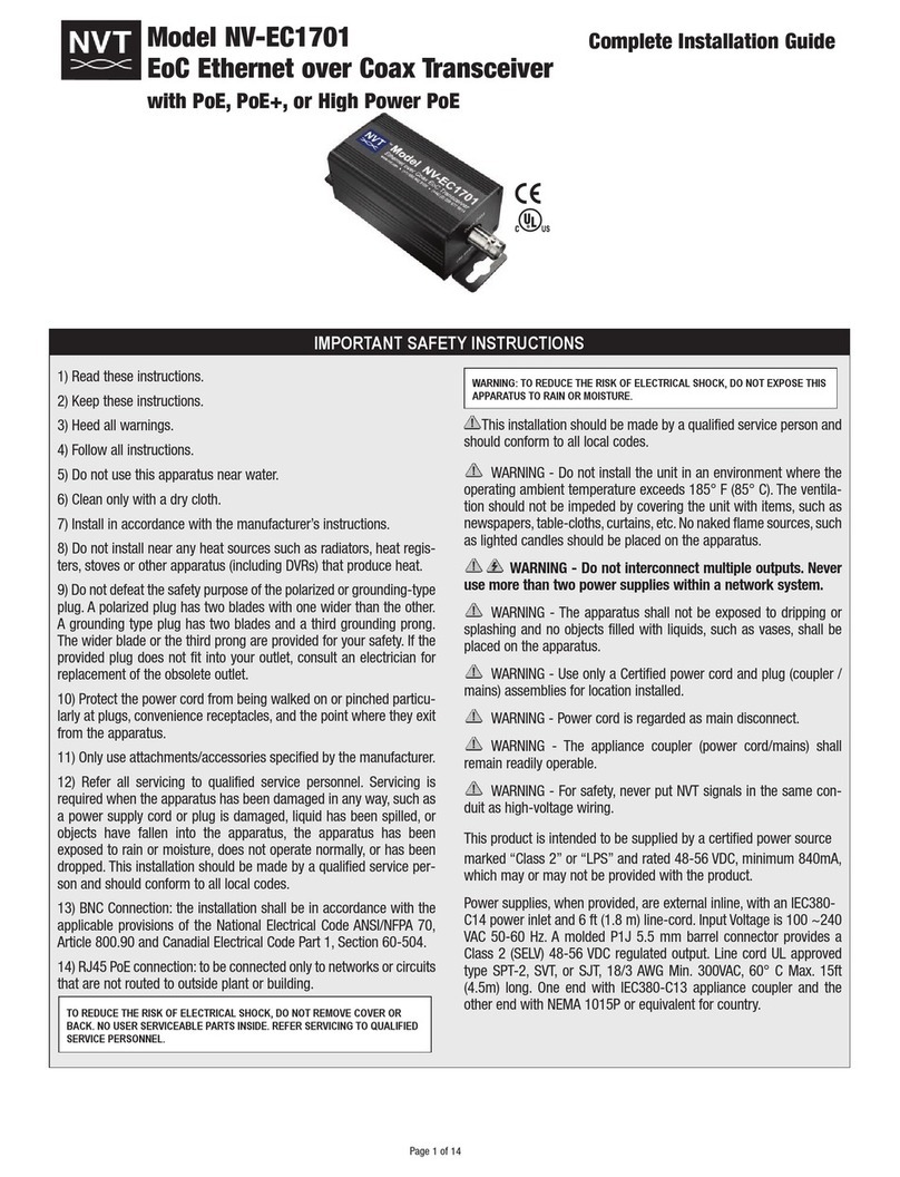 NVT NV-EC1701 Complete installation guide