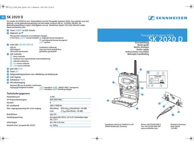 Sennheiser SK 2020 D quick guide