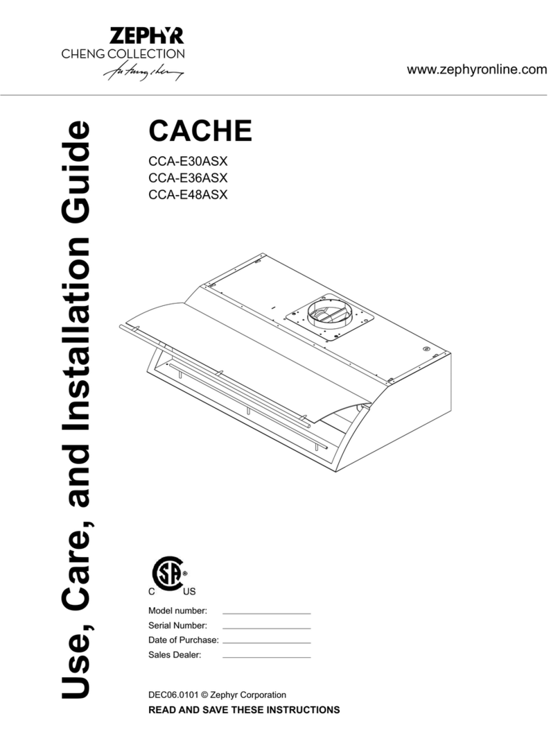 Zephyr CACHE CCA-E30ASX Use Installation guide