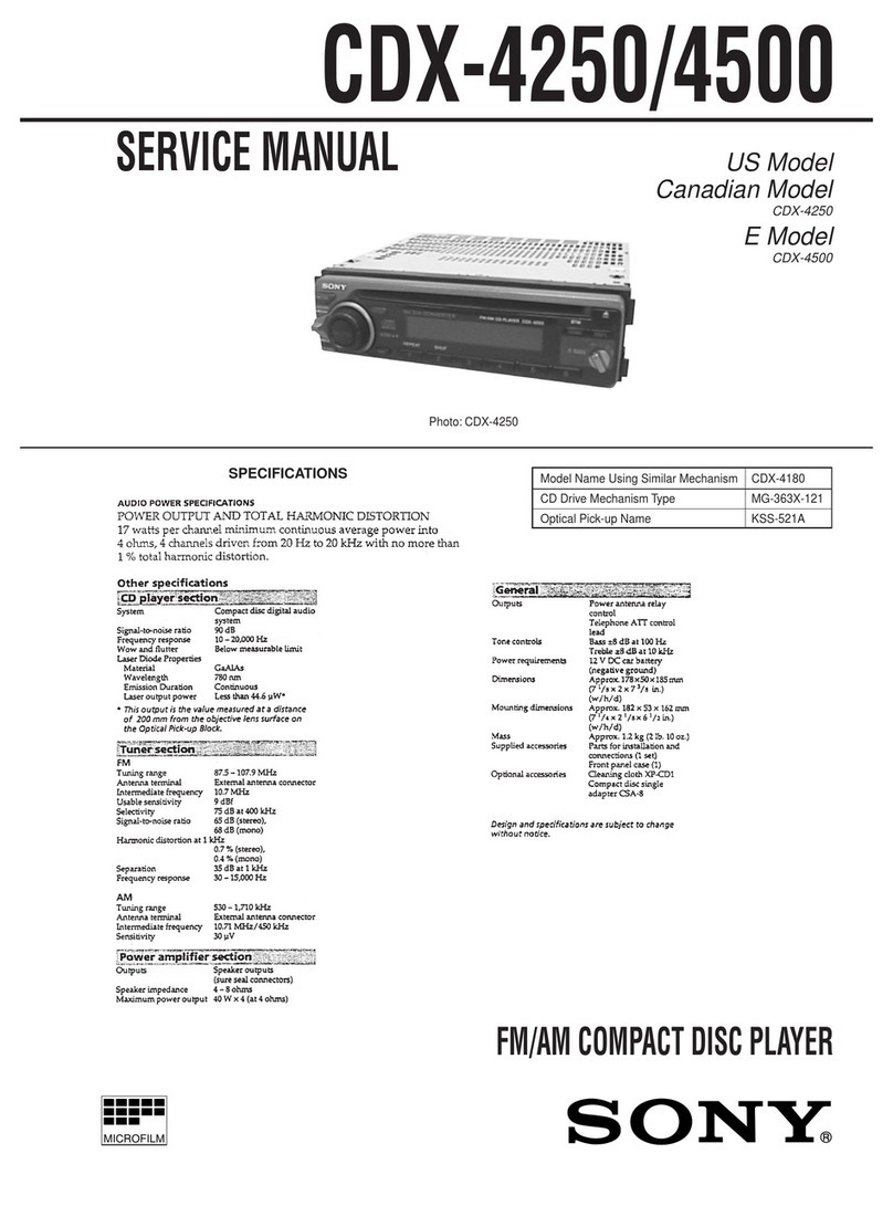 Sony CDX-4250 - Fm/am Compact Disc Changer System User manual