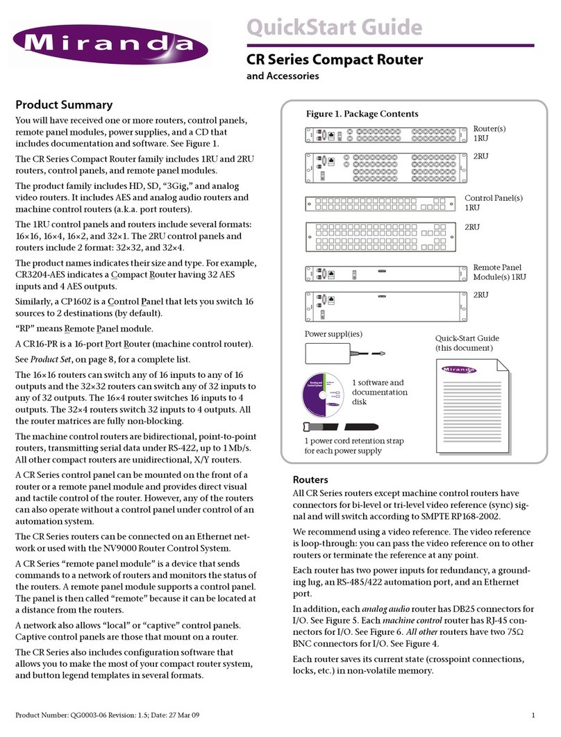 Miranda CR Series quick start guide