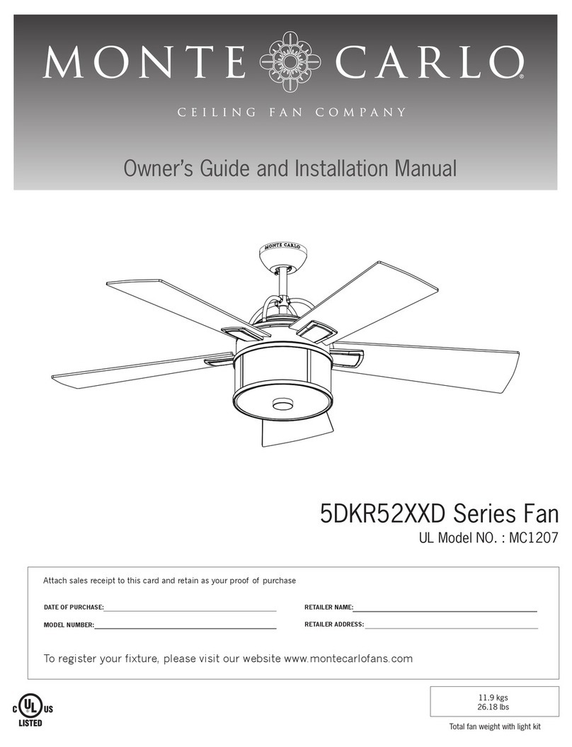 Monte Carlo Fan Company 5DKR52XXD Series Owner's guide and installation manual