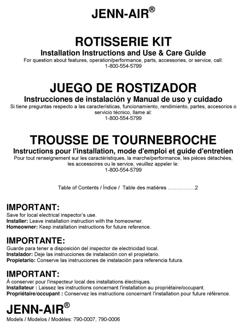 Jenn-Air 790-0007 Installation Instructions and Use & Care Guide Jenn-Air 790-0007 Installation Instructions and Use & Care Guide