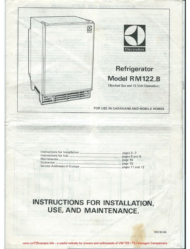 Electrolux RM122 Instructions for installation, use and maintenance Electrolux RM122 Instructions for installation, use and maintenance