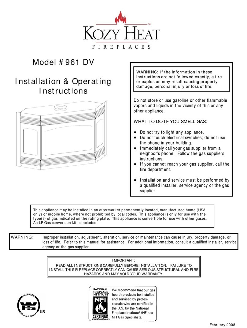 kozy heat 961 DV Manual