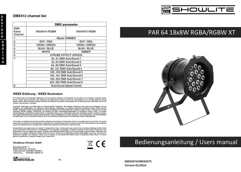 Showlite PAR 64 18x8W RGBA XT User manual
