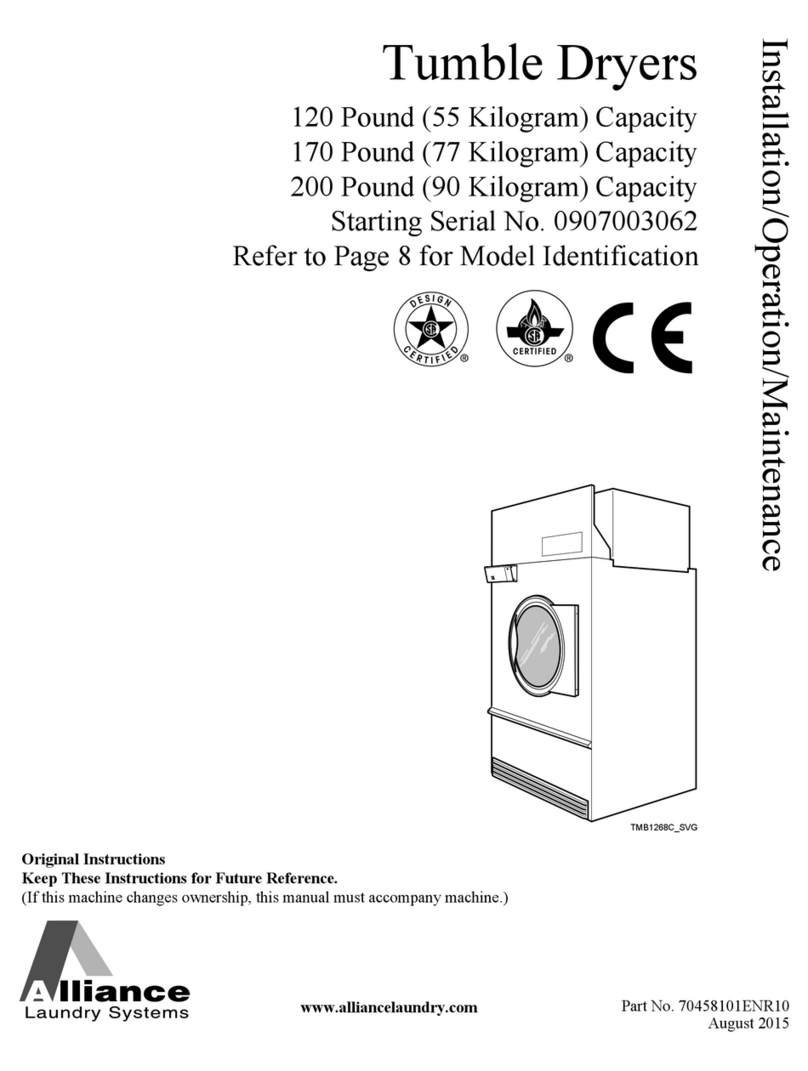 Alliance Laundry Systems CA170L Installation operation & maintenance