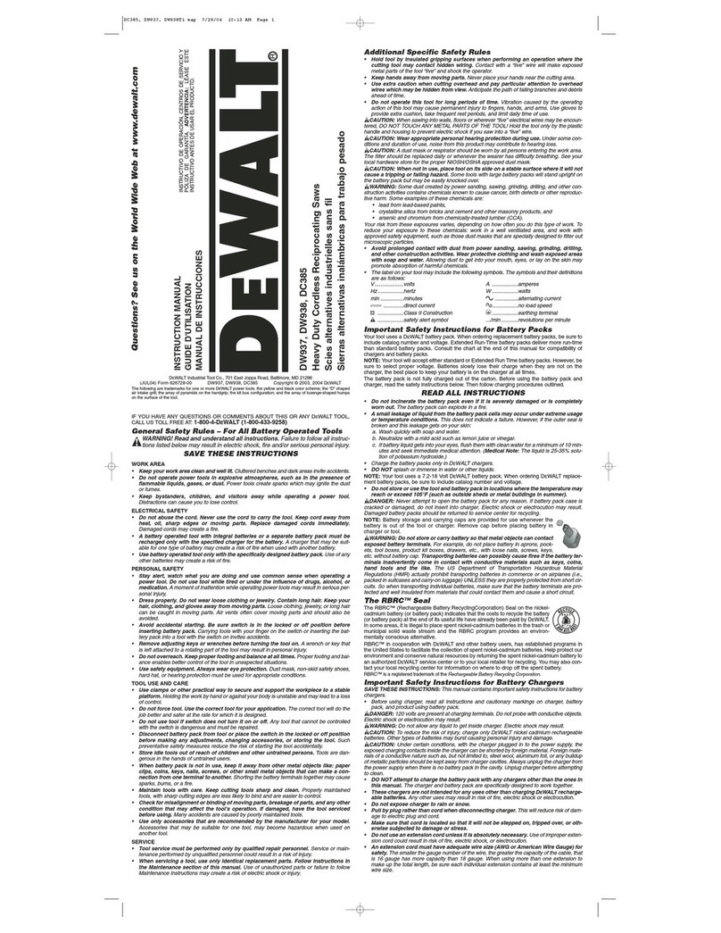 DeWalt DW937 User manual DeWalt DW937 User manual