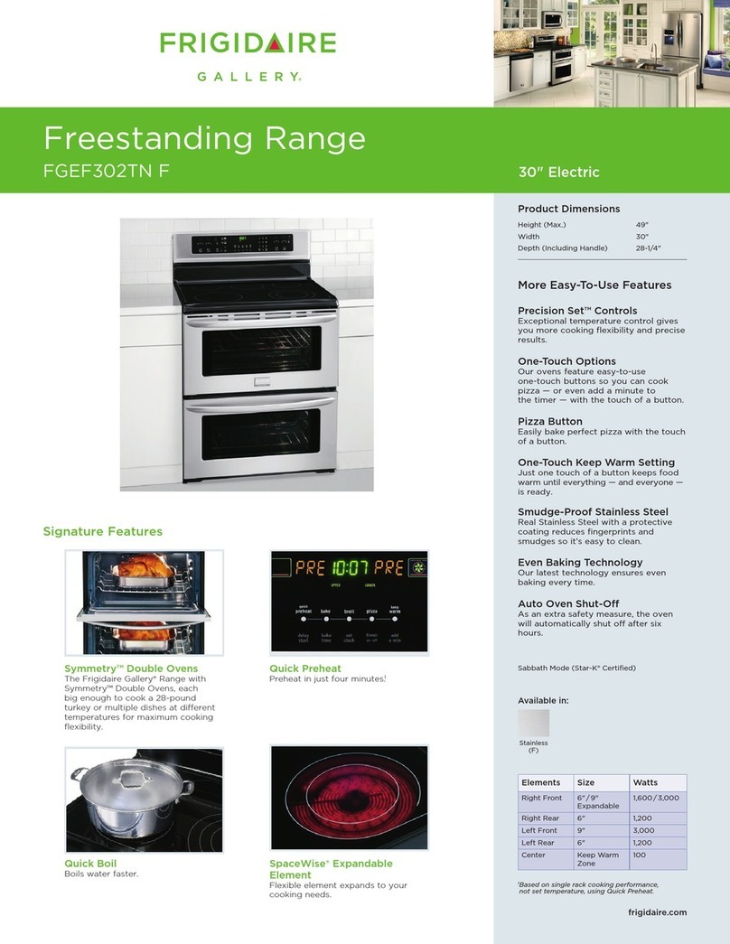 Frigidaire FGEF302TN F Instruction sheet