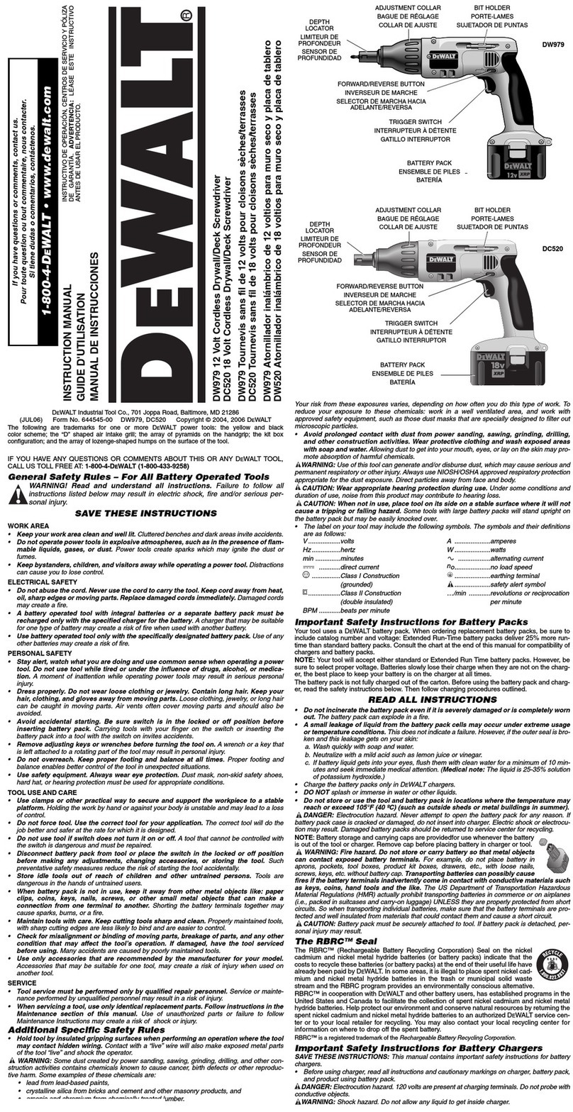 DeWalt DW979 instruction manual