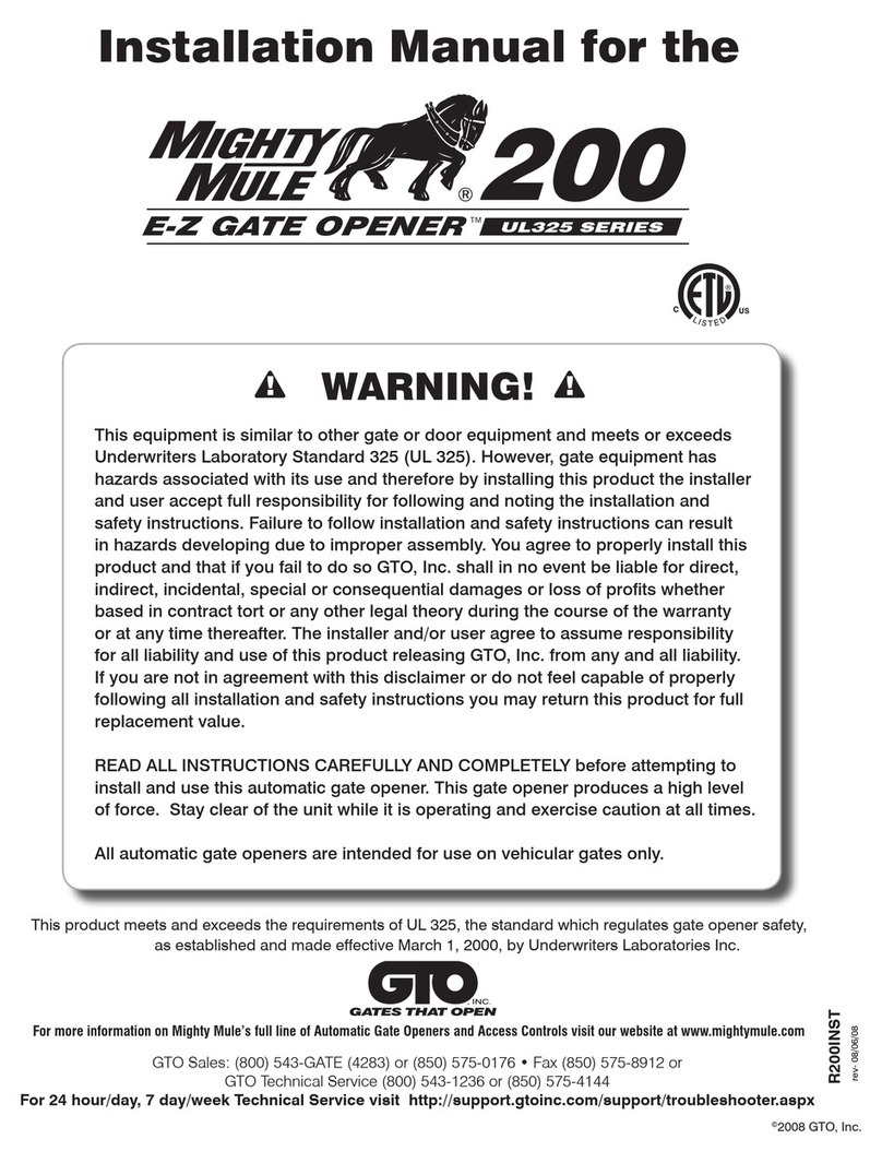 Mighty Mule 200 E-Z GATE OPENER UL325 SERIES installation manual