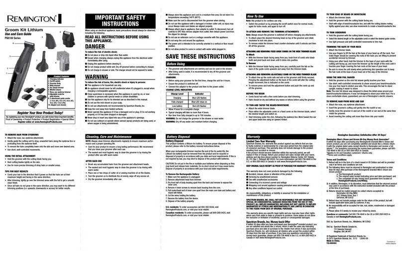 Remington PG6100 Series User manual