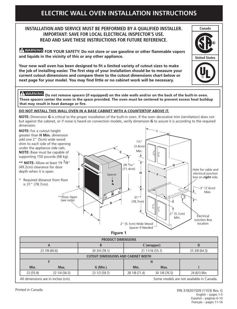 Frigidaire FEB24S2AB - 24" Electric Wall Oven installation instructions
