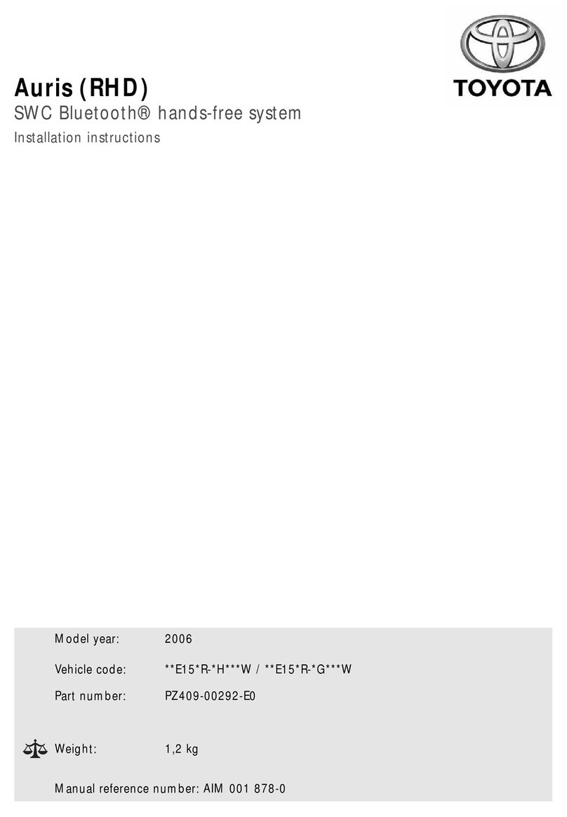 Toyota Auris (RHD) Installation instuctions