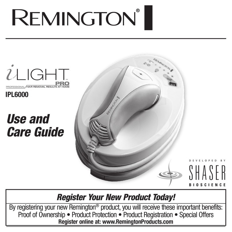 Remington IPL6000 i-Light Pro Use and care guide