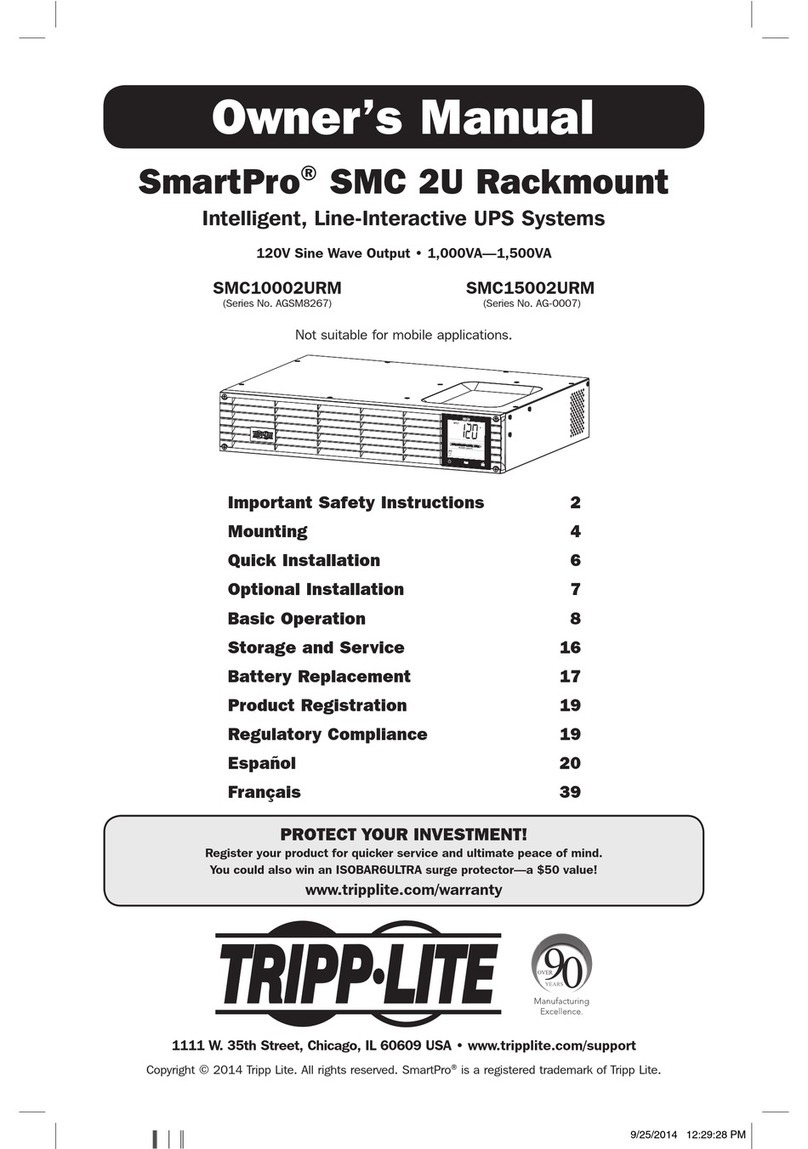 Tripp Lite SmartPro SMC10002URM owner's manual