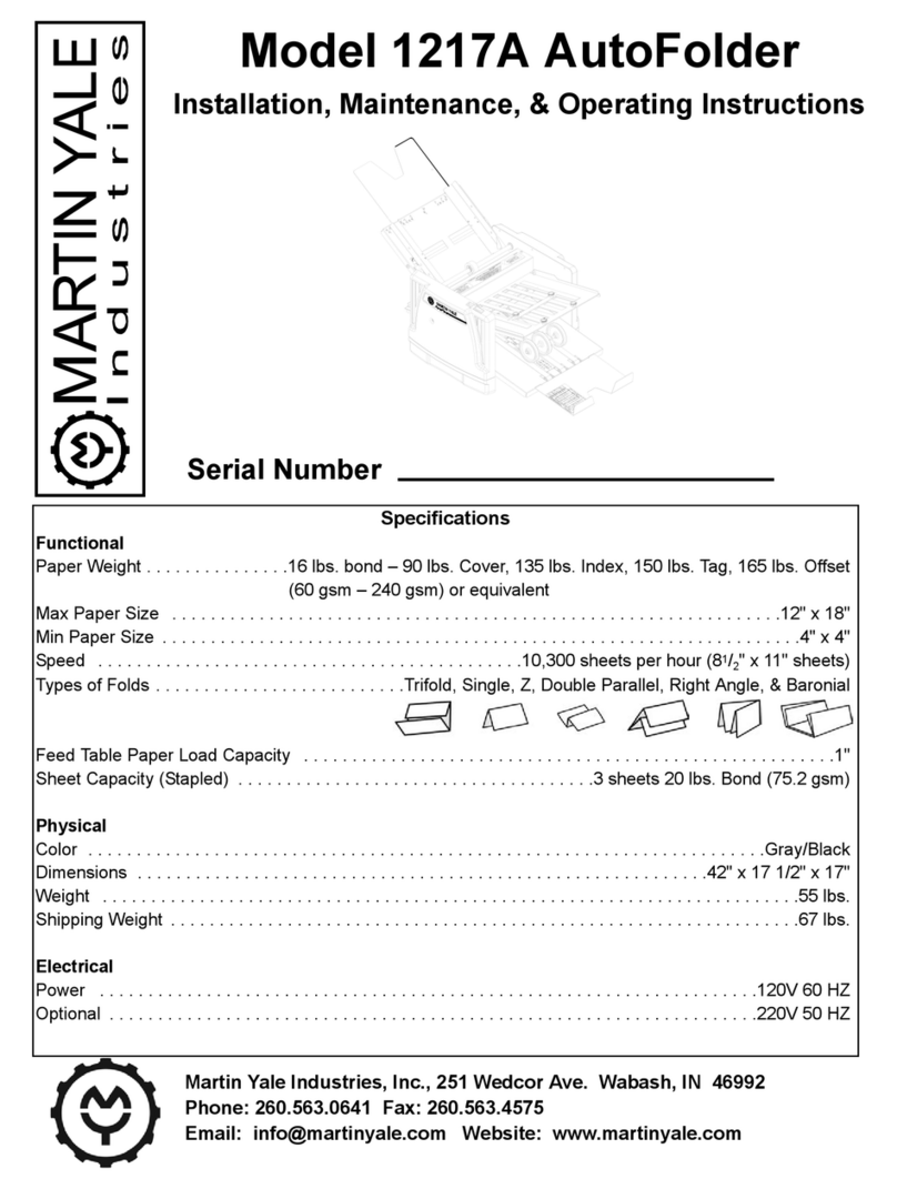 Martin Yale Indastries 1217A Installation, maintenance & operating instructions Martin Yale Indastries 1217A Installation, maintenance & operating instructions