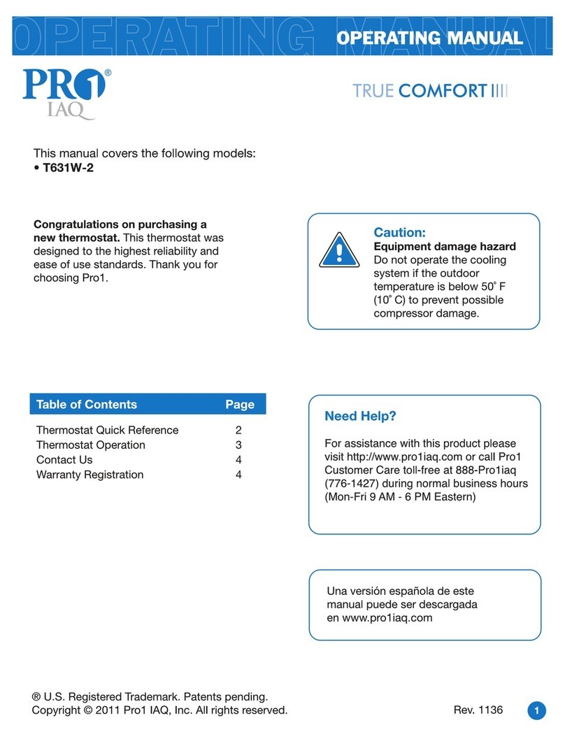 Pro 1 IAQ true comfort III operating manual